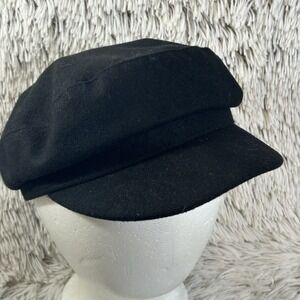 Black‎ Captains Cap H&M Large Wool Blend Minimalist Sleek Streetwear